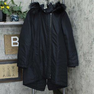 H By Halston Down Parka Faux Fur Trim 